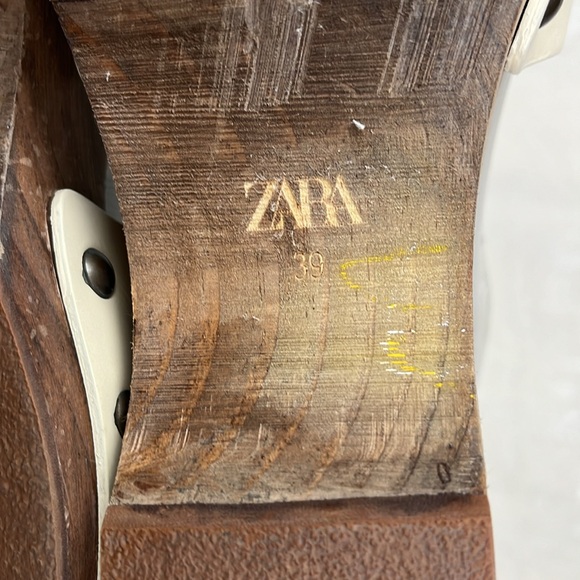 ZARA Wooden Leather Slides Platform Ivory 8/39 - Picture 8 of 15